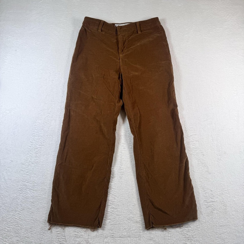 Frank & Eileen Pants Womens 4 Brown Corduroy Ankle Zip Chino Pockets Casual